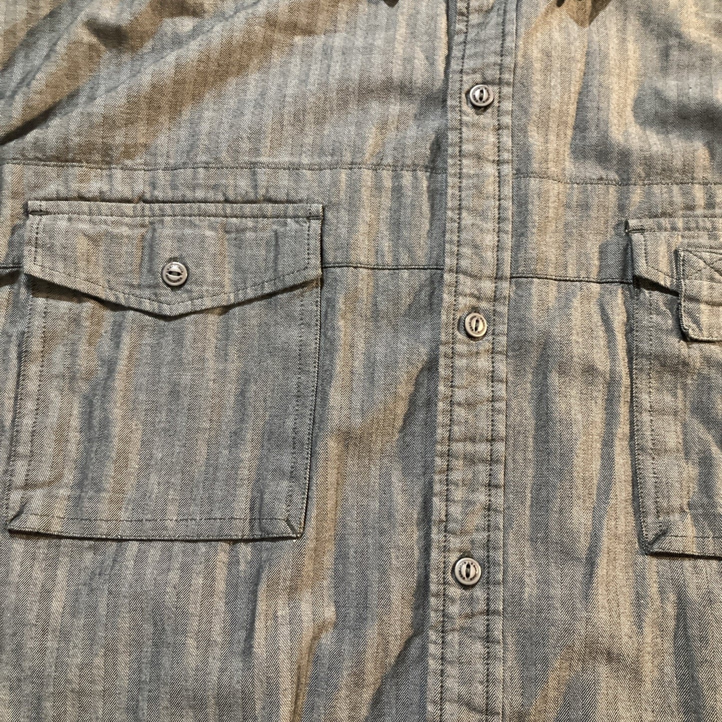 Sean John Men 2XLT Gray 100% Cotton Long Sleeve Military Button Down Shirt