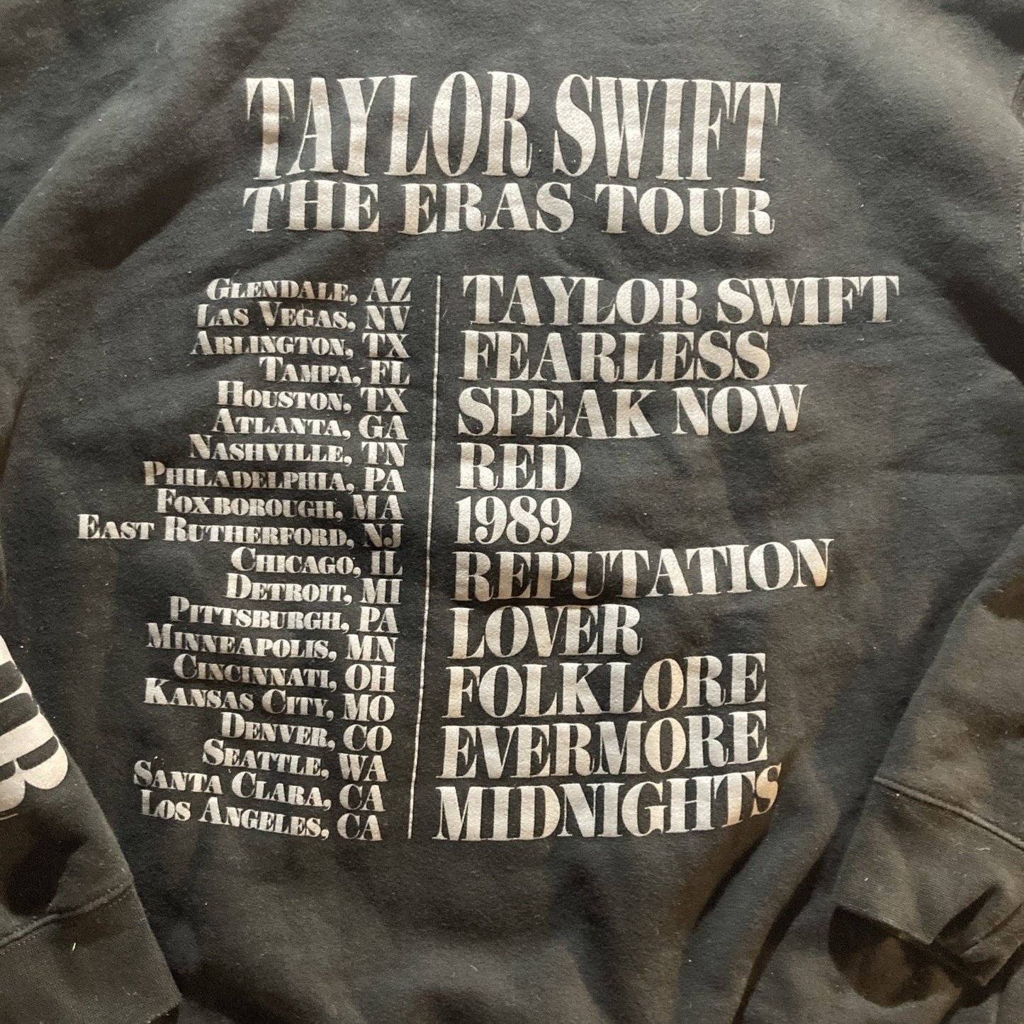 Taylor Swift The Eras Tour Black Hoodie Large Official Concert Merch