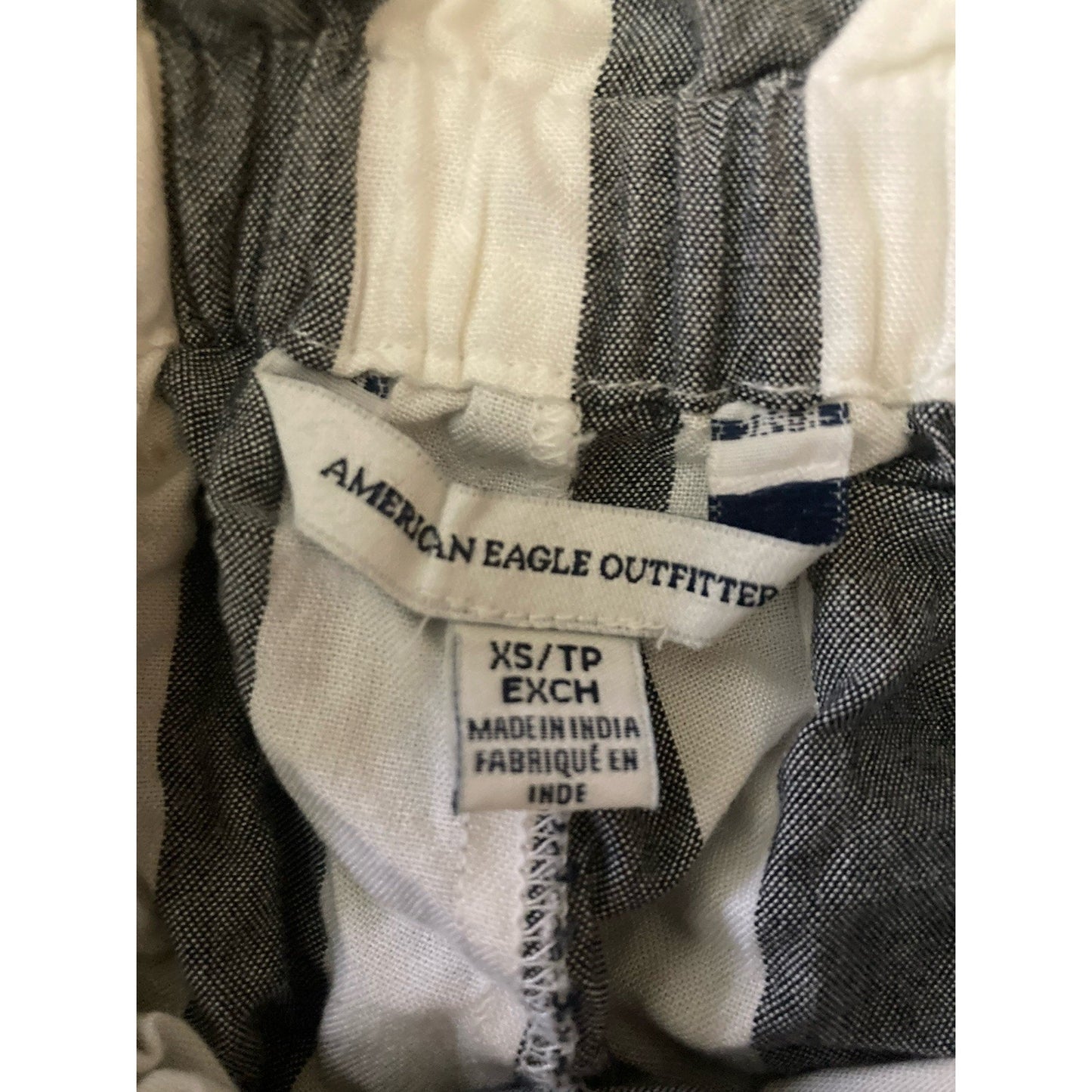 American Eagle White and Grey Striped Viscose Pants Breathable Beachy Classic XS