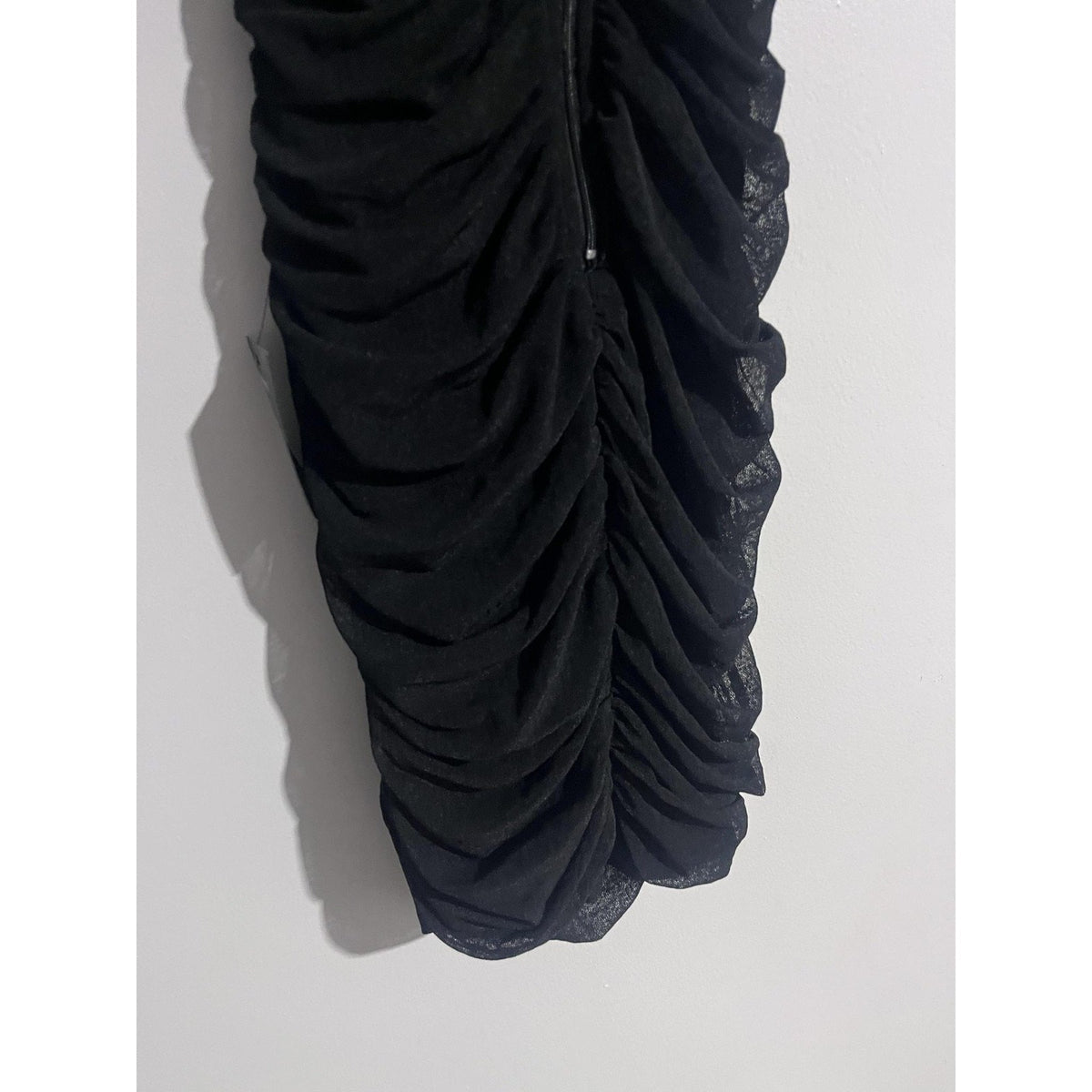 Lulus Dress Womens S Black Bodycon Knee Length High Neck Ruched Mesh Sleeveless