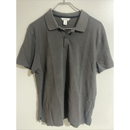 Calvin Klein Mens Polo Shirt short sleeve Gray Size Large cotton Adult