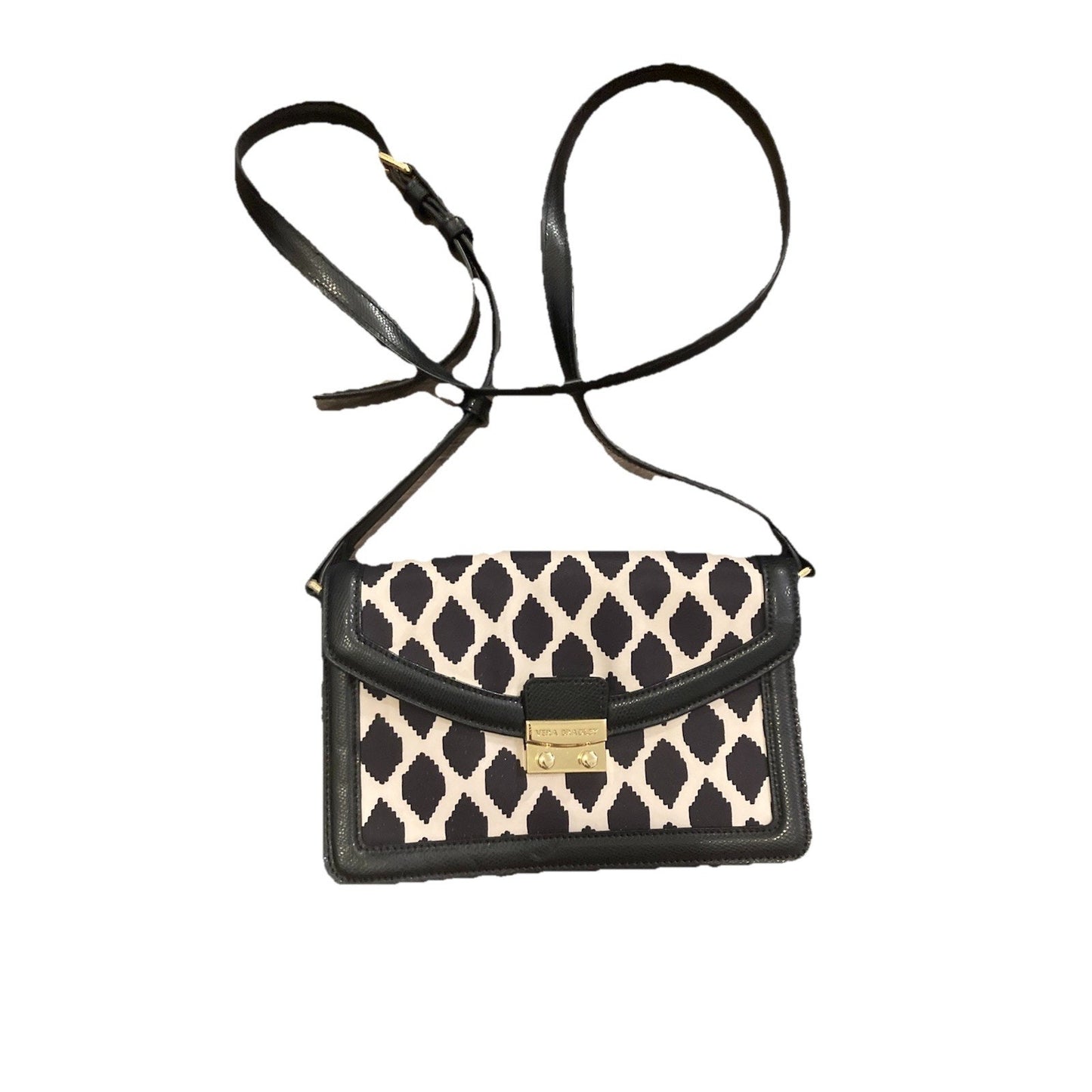 VERA BRADLEY Tess Crossbody Flap Purse Ikat Spots Black & Cream 15624-368481