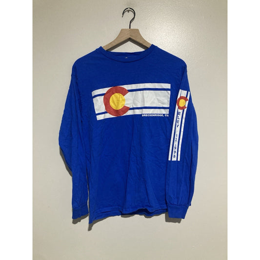 Colorado Breckenridge Elevation 12,998 Long Sleeve Size M Blue Graphic Shirt