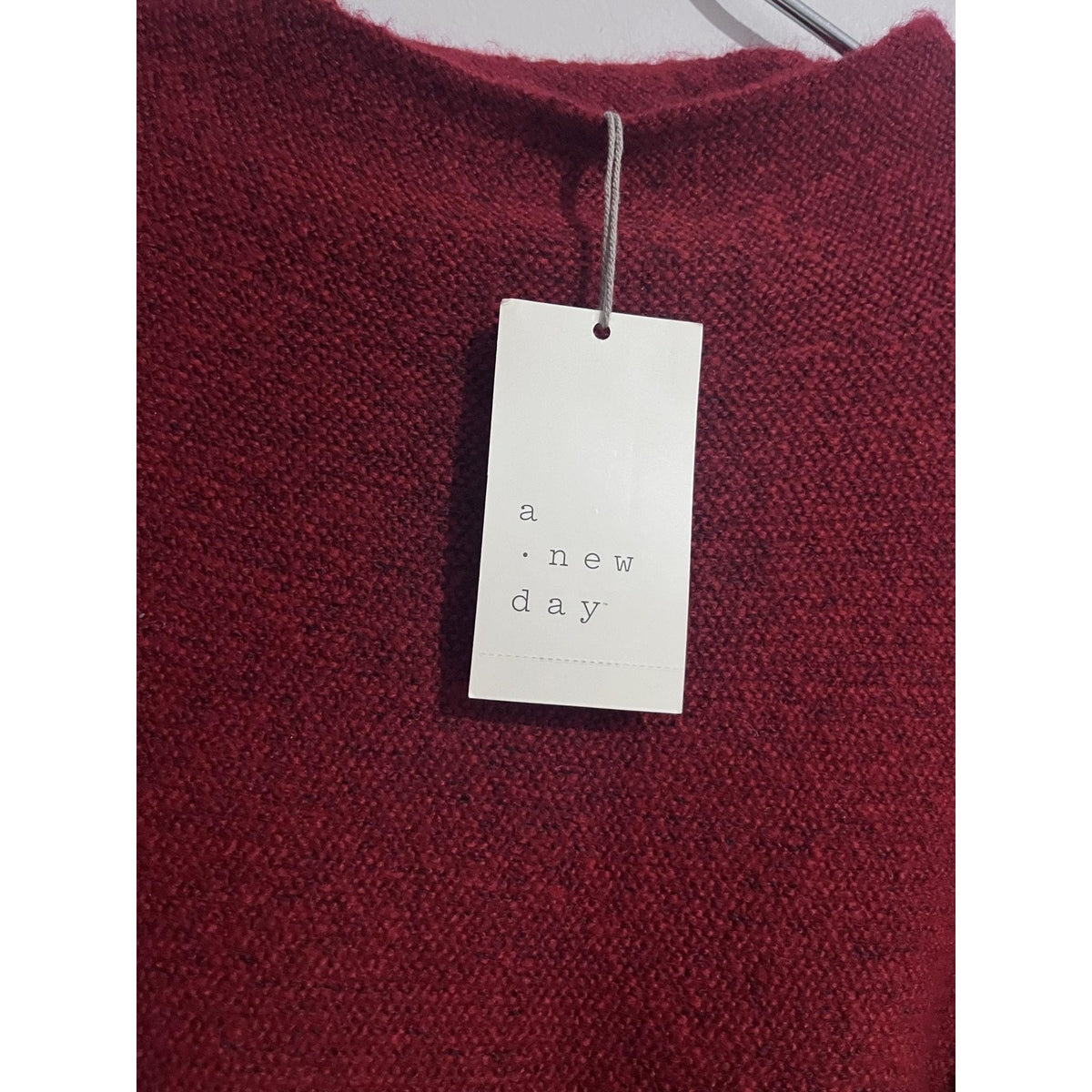 A New Day Dress Womens S Red Sweater Dress Long Belted Mock Neck Knit Casual
