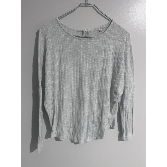 Green Envelope Los Angeles Sweater Womens S Gray Full Zip Lightweight Ribbed