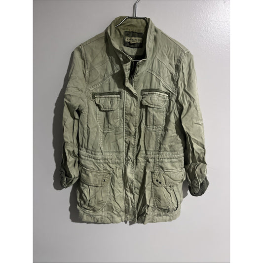 Marrakech Womens Utility Jacket Sage Green Lyocell Military Field Coat Medium