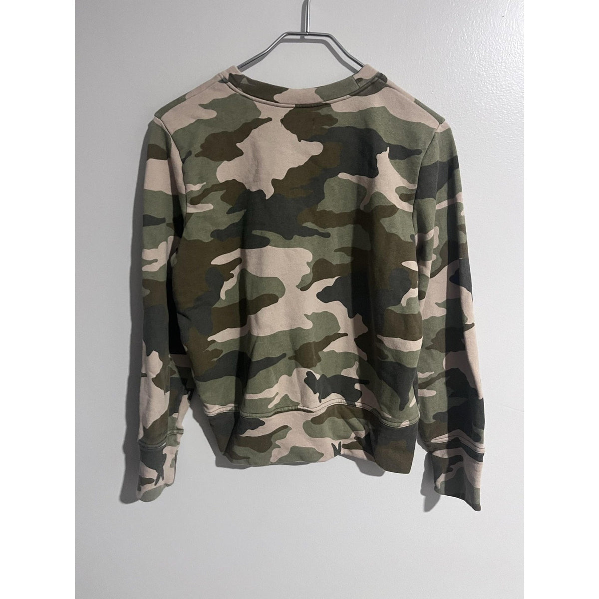 Mile(s) By Madewell Pullover Womens M Green Camouflage Terry Sweatshirt Pockets