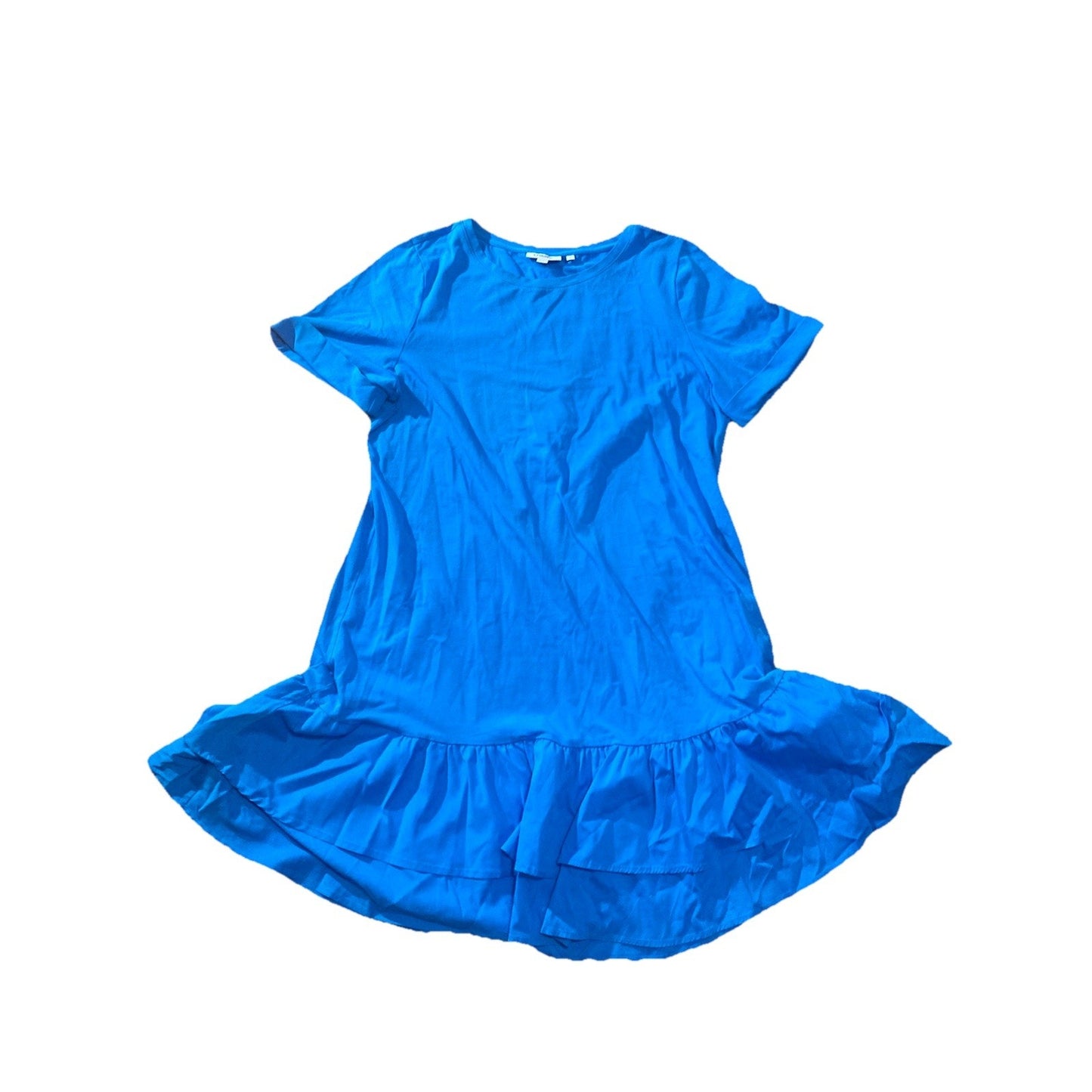 Chico’s Women’s Tiered Ruffle Hem T Shirt Dress Blue Size 2, Large