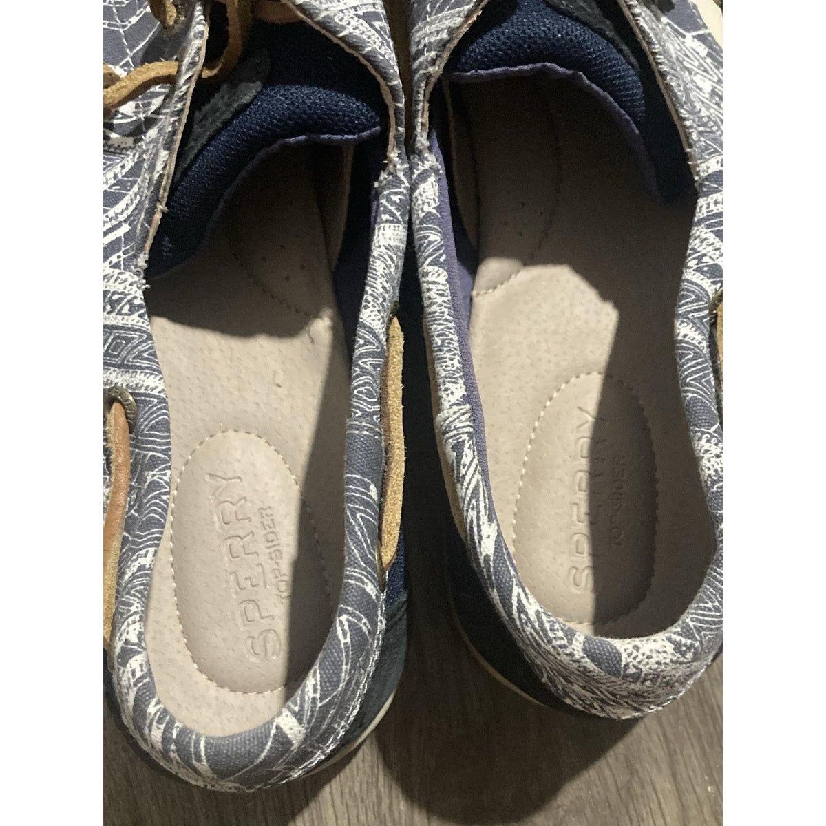 SPERRY Boat Shoe Womens 11M Blue Leather Canvas Comfort Non-Slip STS97218