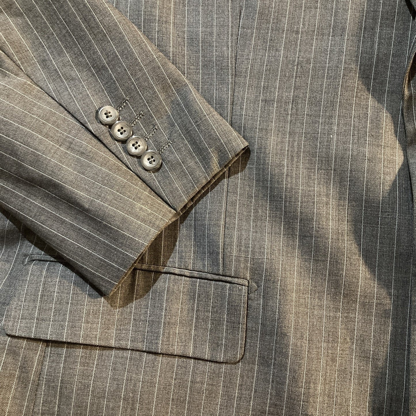 Quiet Luxury Andre Lanzino Blazer Jacket Mens Gray Striped 100% Wool R50 W45