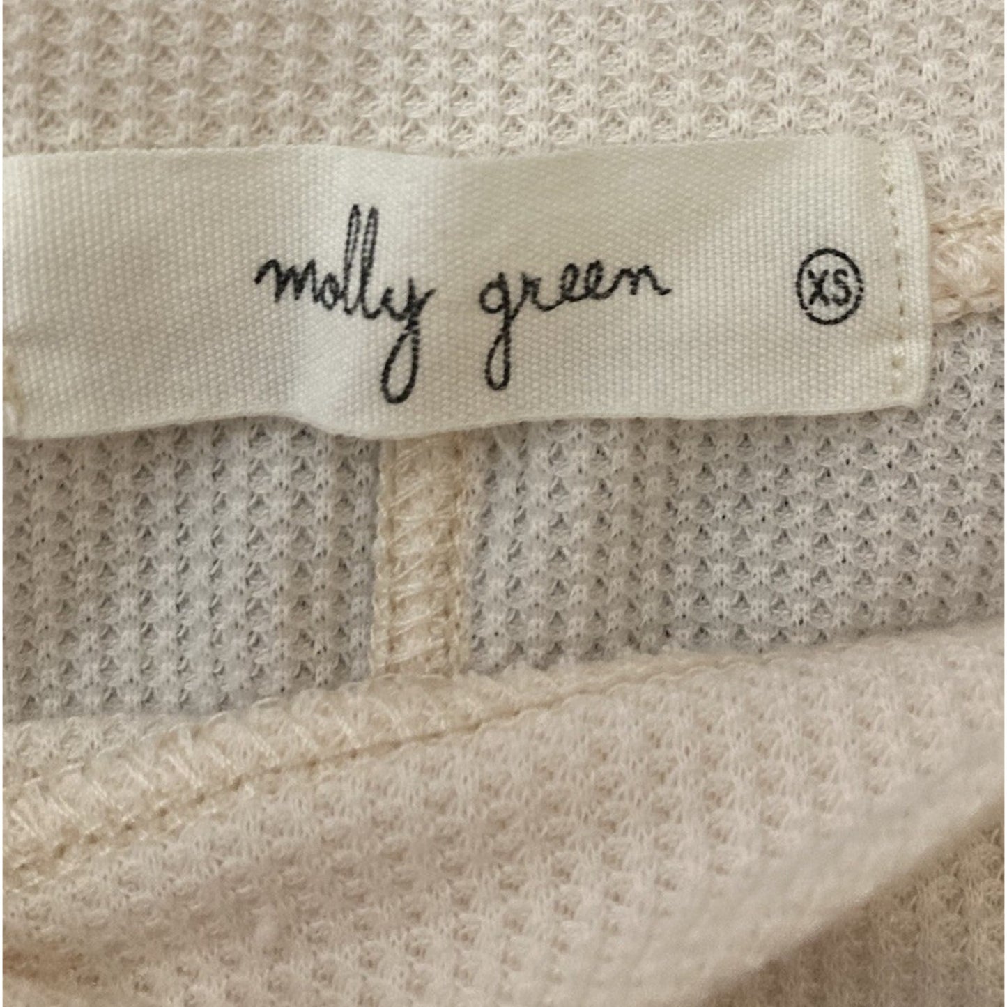 Molly Green Thermal Beige Sweatshirt Waffle Crop Long sleeve With Pocket XS