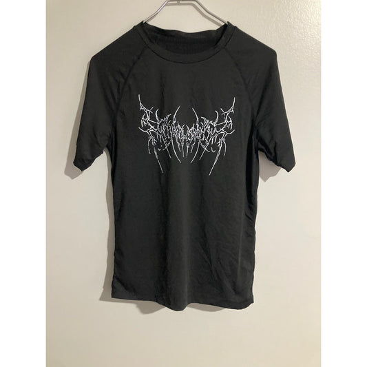 MANFINITY Shirt Mens S Black Graphic Print Crew Neck Polyester Spandex Slim Fit