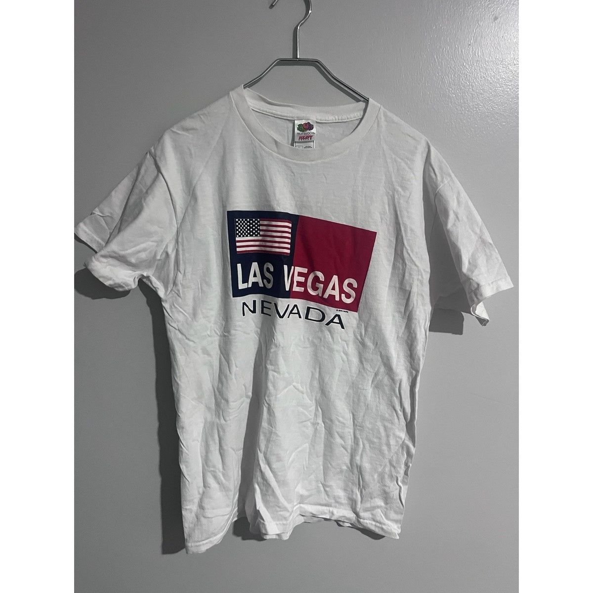 Fruit Of The Loom Graphic Red White And Blue Las Vegas Nevada T Shirt Men's L