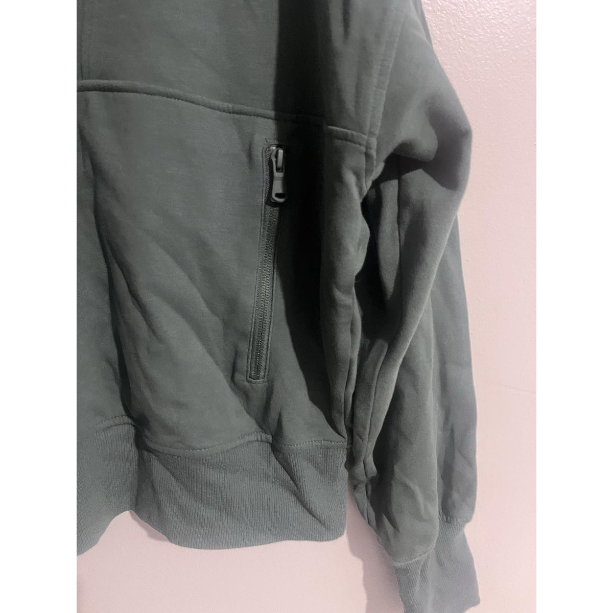 Old Navy Sweatshirt Mens L Green Pullover Zip Thumbholes Pockets Active