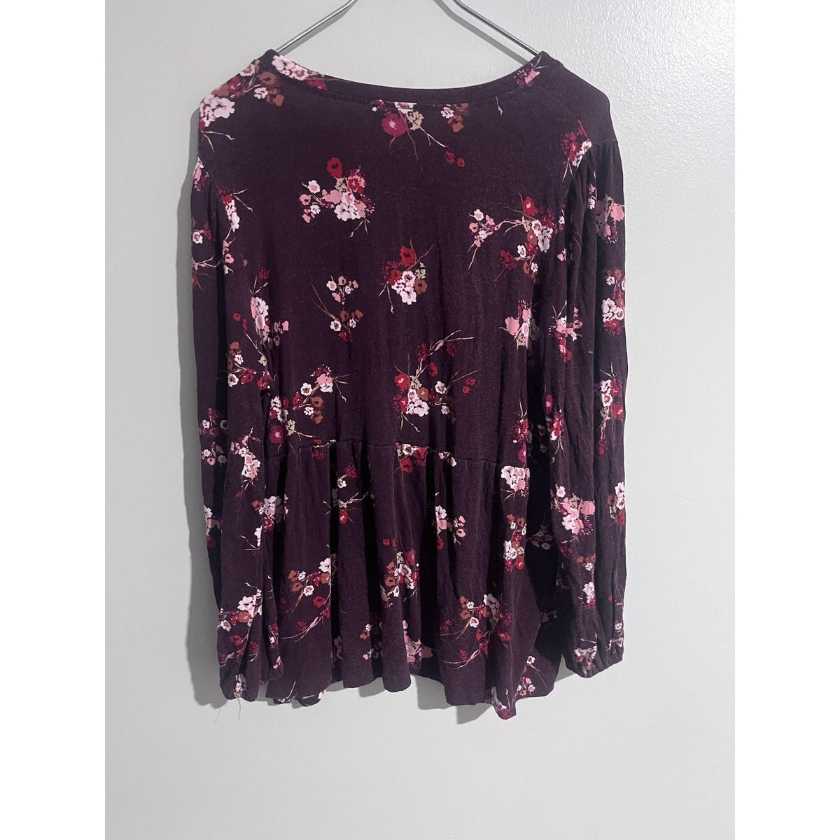 Wonderly Dress Womens 1X Purple Trapeze Swing Short V-Neck Floral Tasseled