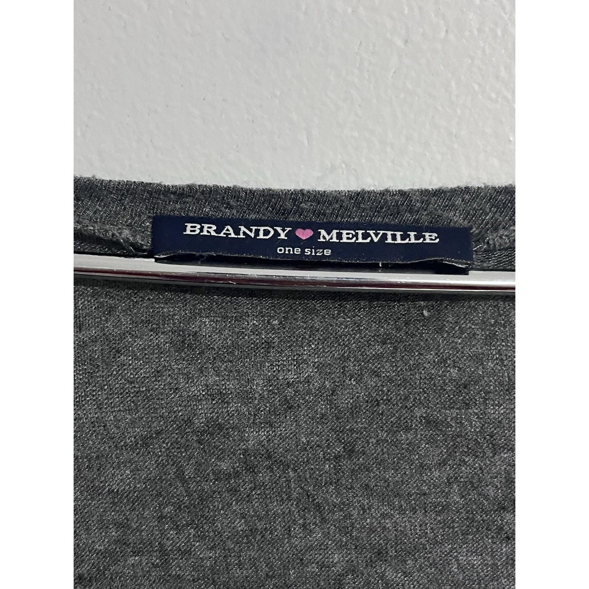 Brandy Melville T-Shirt Womens One Size Gray Scoop Neck Long Sleeve Basic