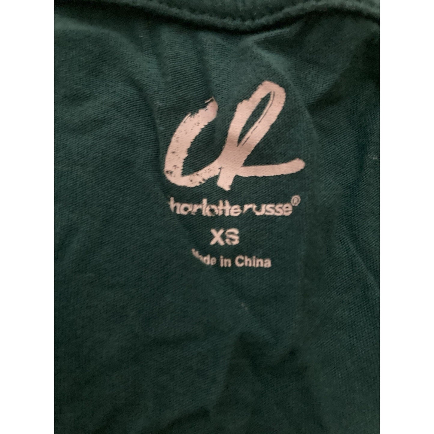 Charlotte Russe Women's Green Short Sleeve V-Neck Shirt Size XS Soft Casual