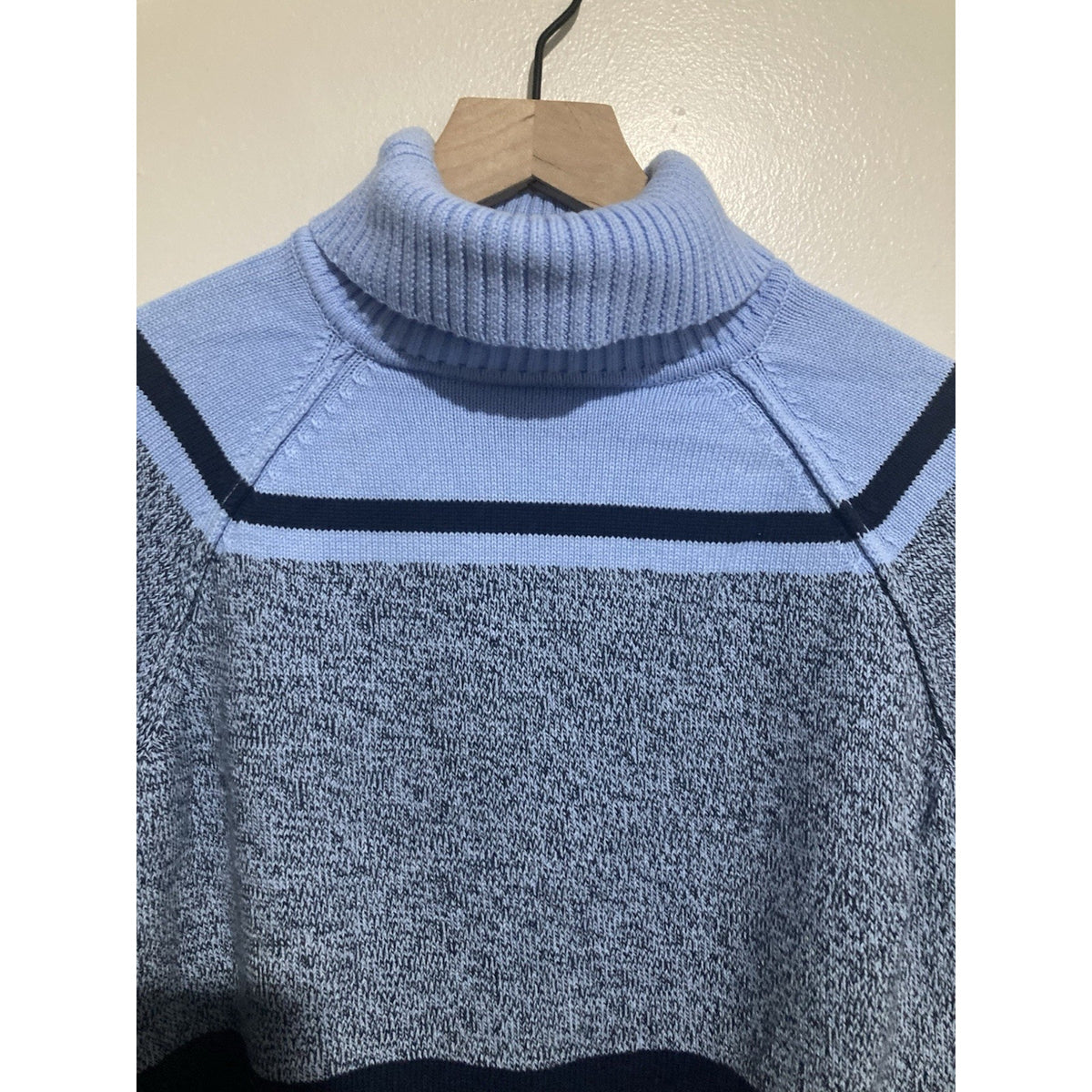 Karen Scott Striped Turtleneck Sweater Women’s Medium Blue Gray