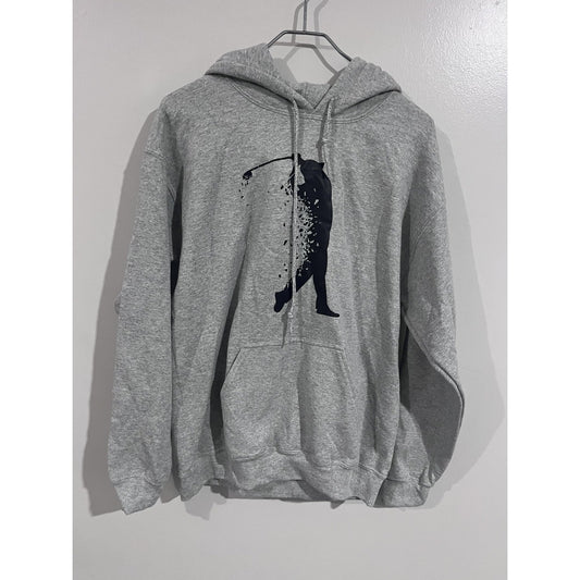 Gildan Hoodie Mens M Gray Pullover Hooded Pockets Drawstring Graphic Print