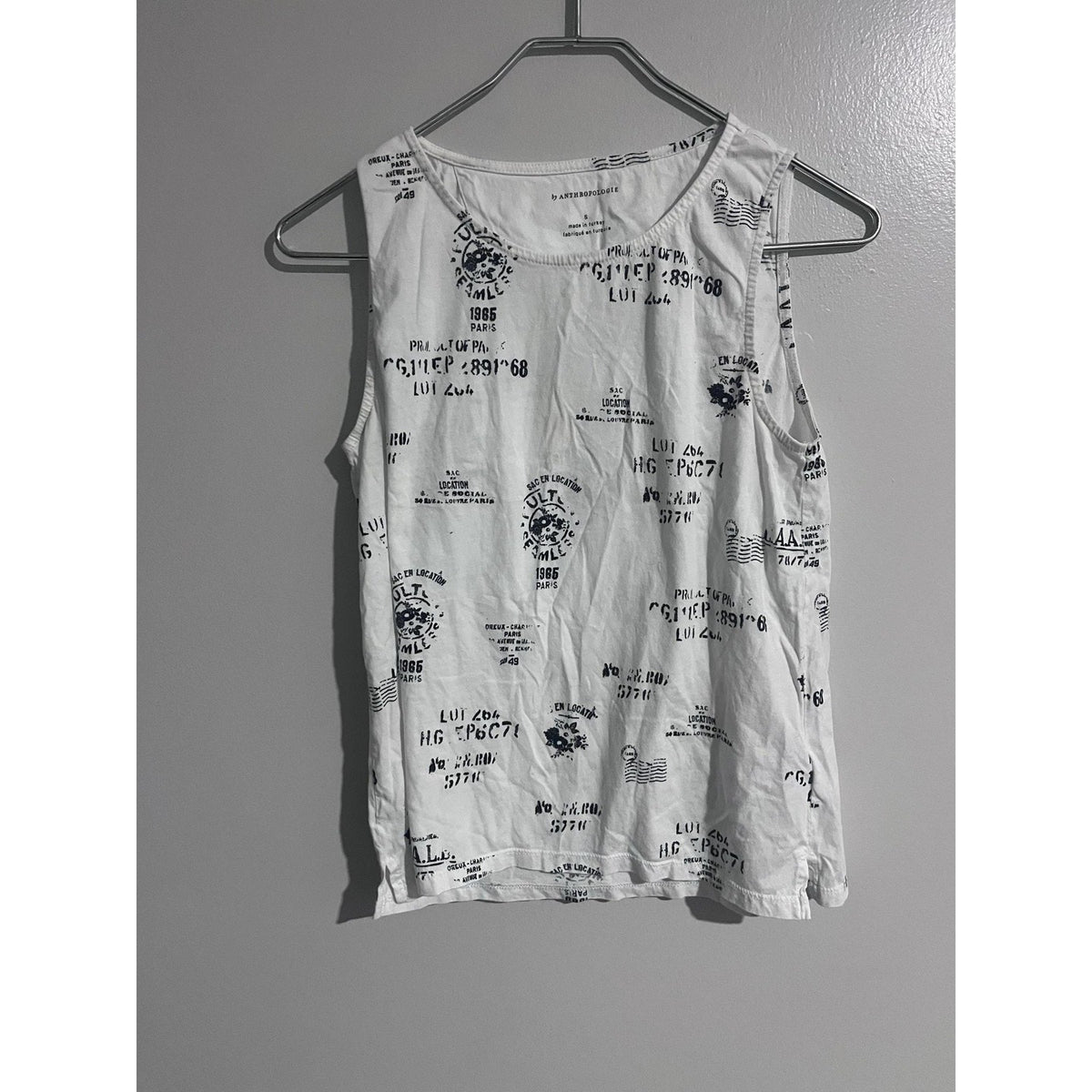 Anthropologie Tank Womens S White Tunic Scoop Neck Jersey 100% Cotton Casual