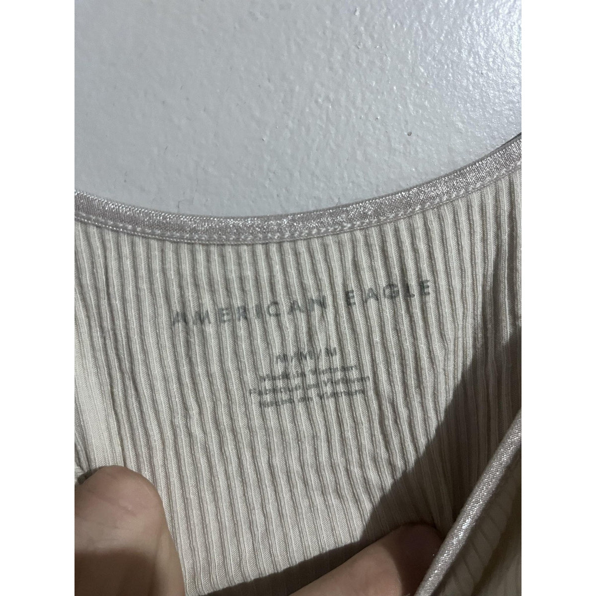 American Eagle Camisole Womens M White Ribbed Knit Adjustable Strappy Tank