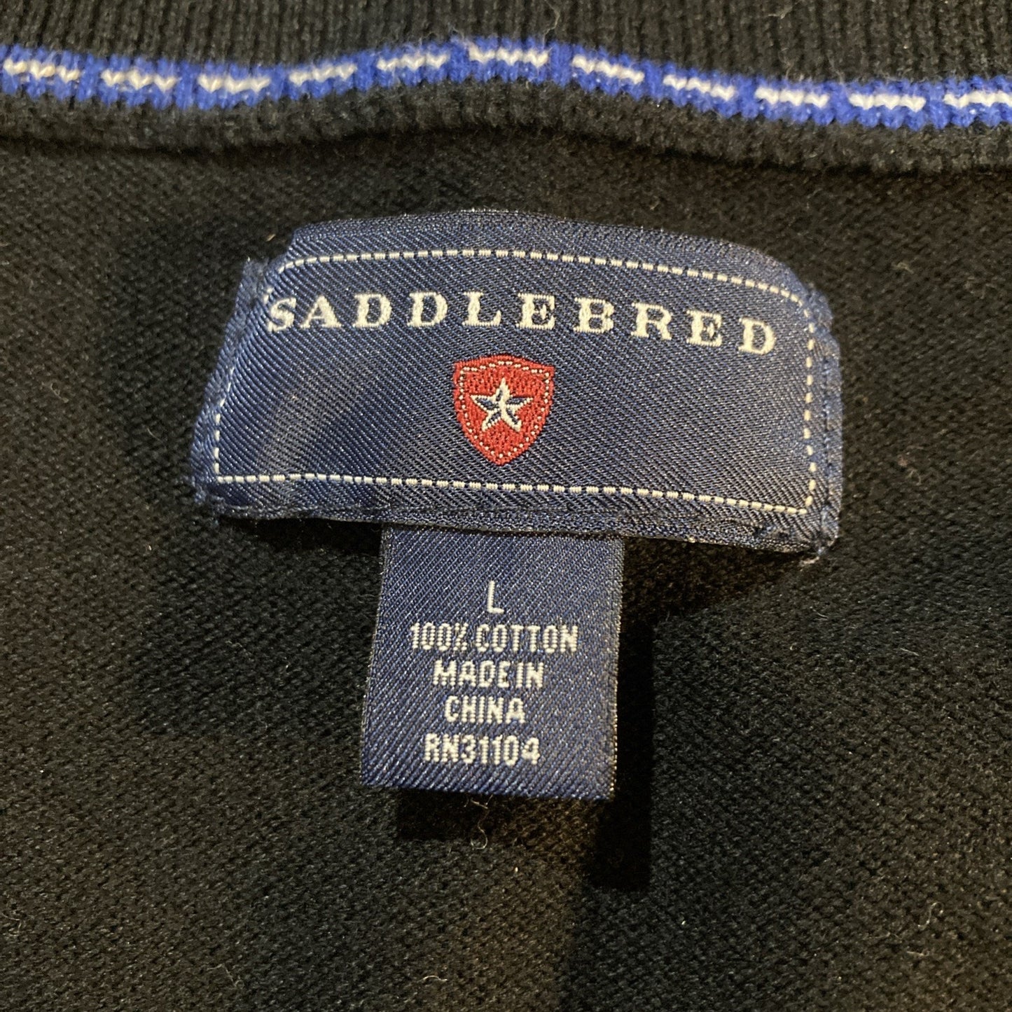 Dark Academia SADDLEBRED Men's Black Gray Argyle Sweater Vest Sz L 100% Cotton