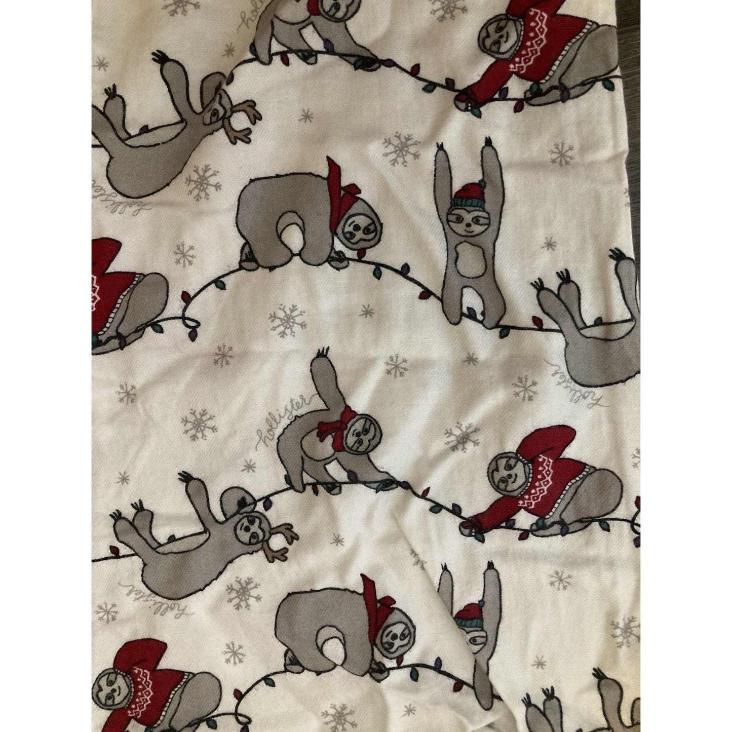 Hollister Fleece Christmas Sloth Pajama Pants Lounge Sleep Pockets Womens Sz XS