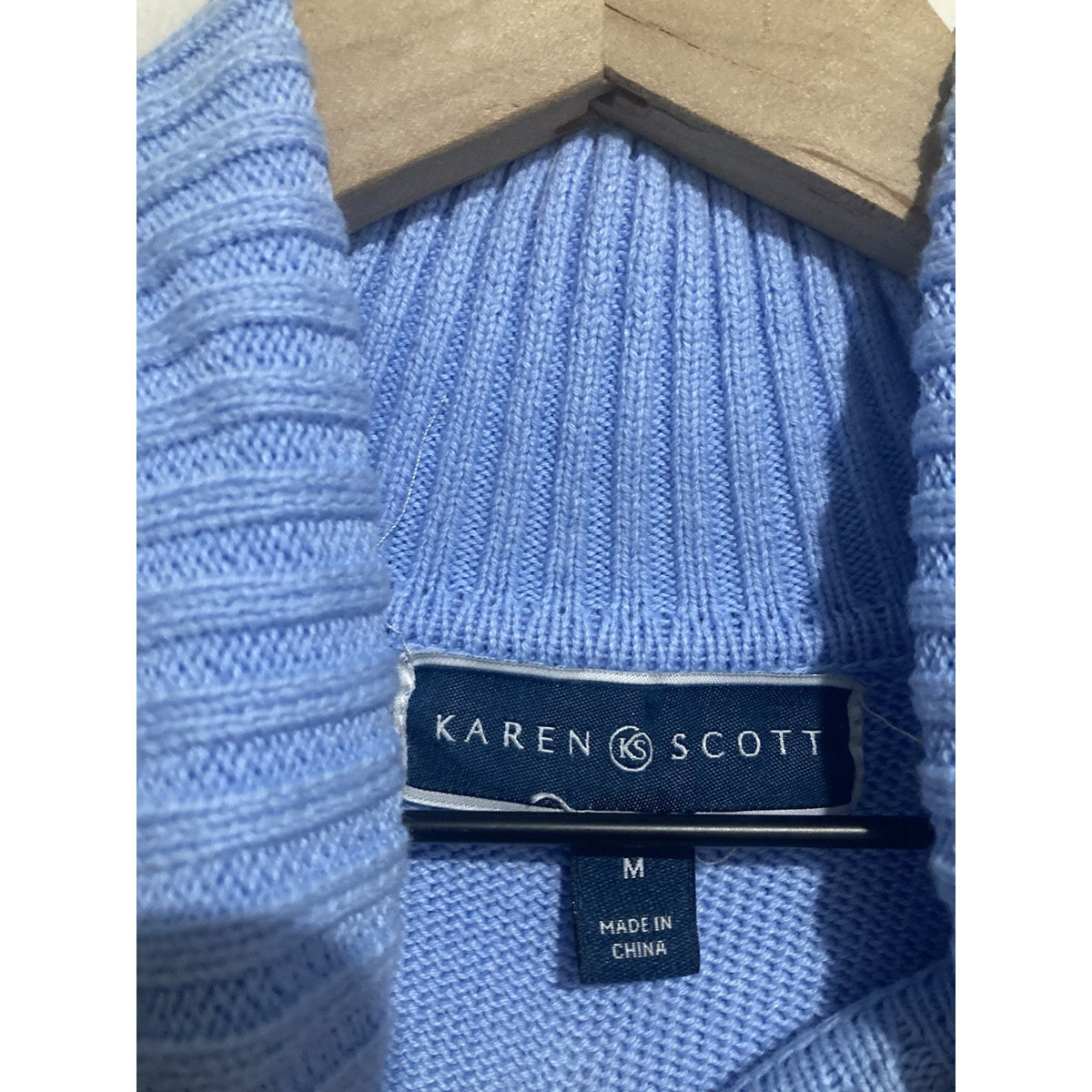 Karen Scott Striped Turtleneck Sweater Women’s Medium Blue Gray