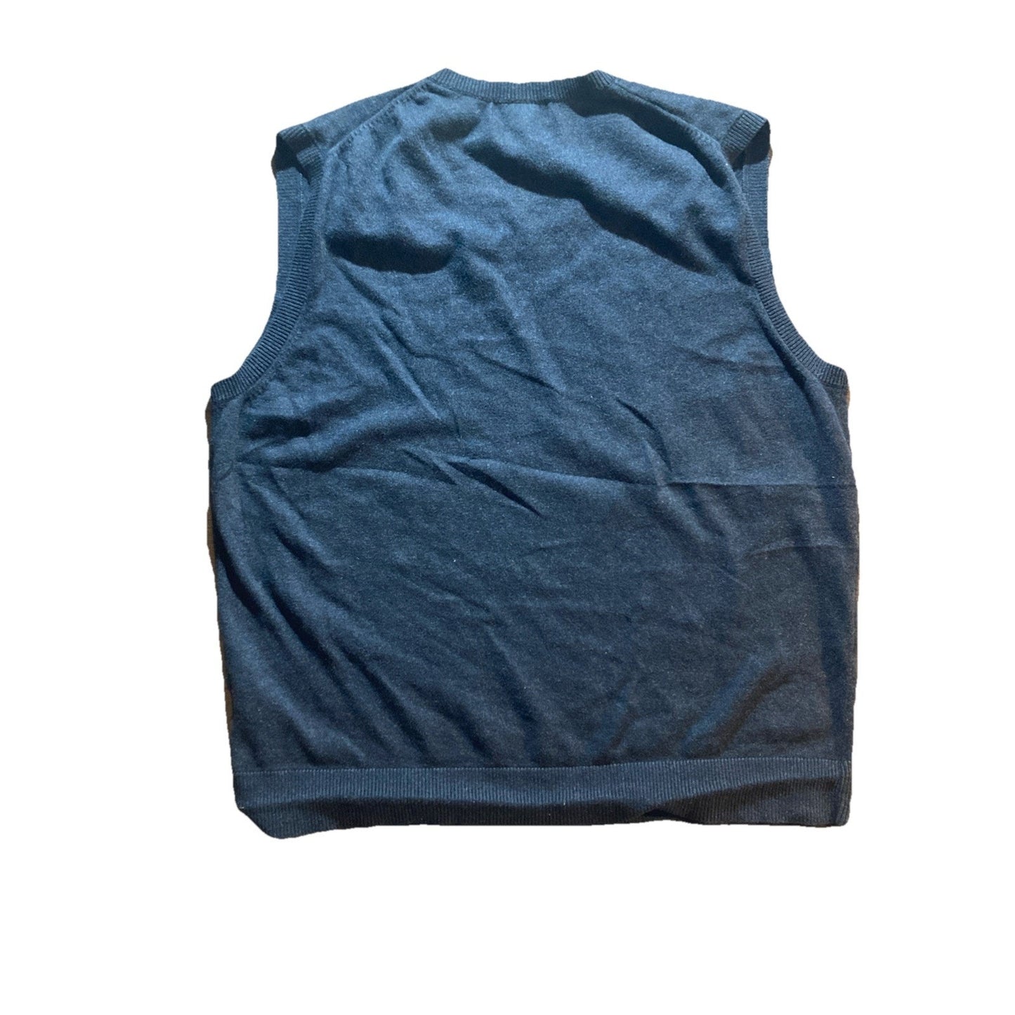Eddie Bauer Mens L Cotton Cashmere V Neck Sweater Vest Navy Preppy Classic