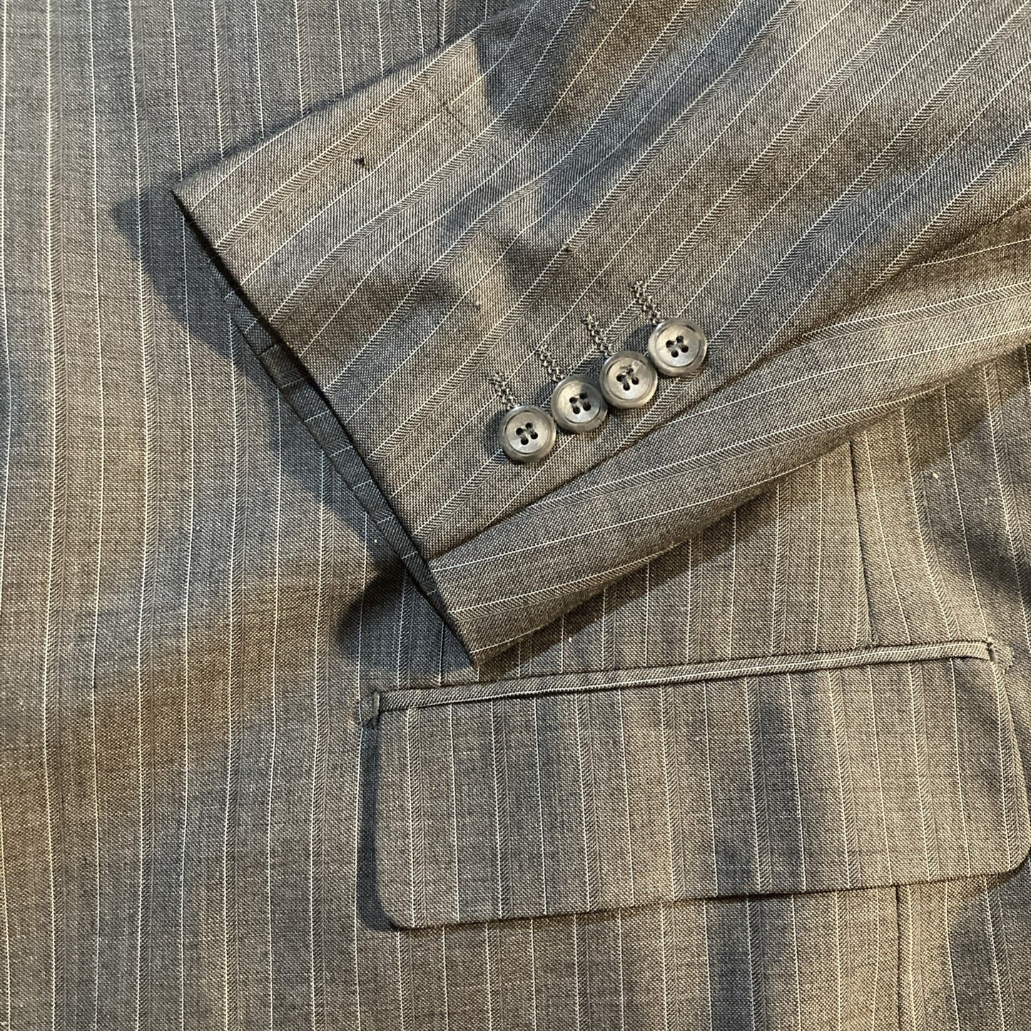 Quiet Luxury Andre Lanzino Blazer Jacket Mens Gray Striped 100% Wool R50 W45