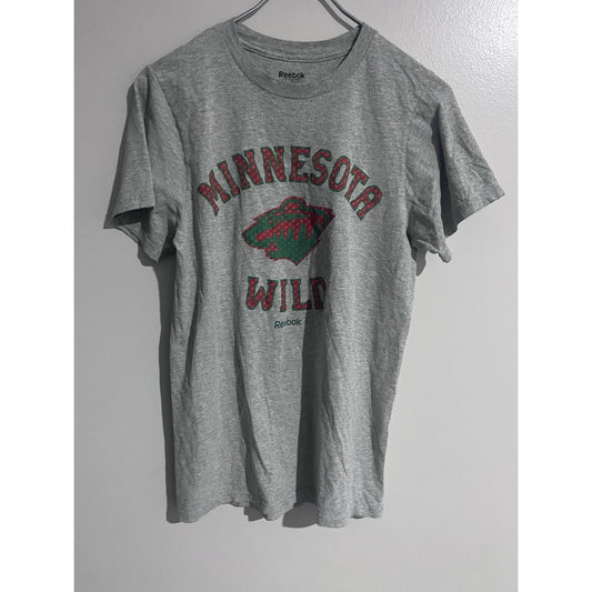Minnesota Wild Shirt Mens Small Gray NHL Hockey Short Sleeve Crewneck Reebok