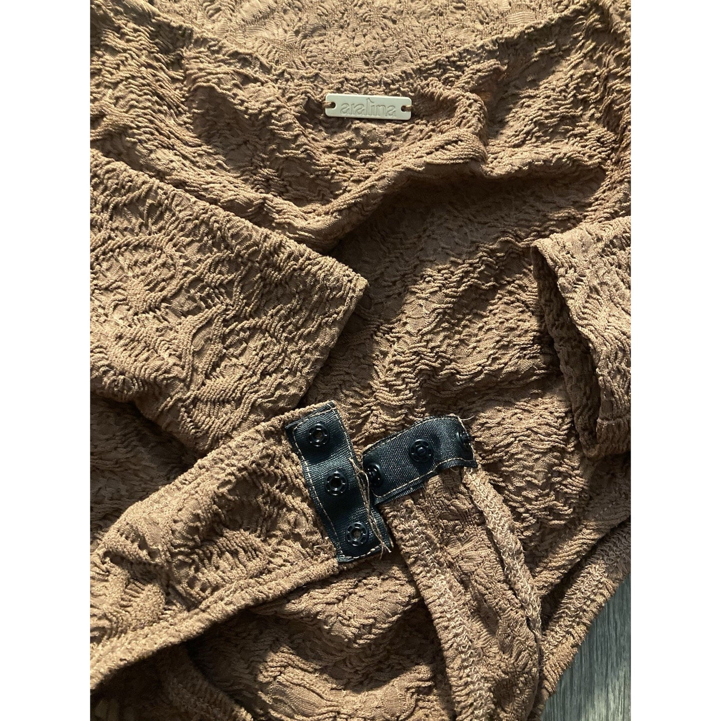 Aralina Bodysuit Backless Long Sleeve Button Clasp With Metal Logo XS