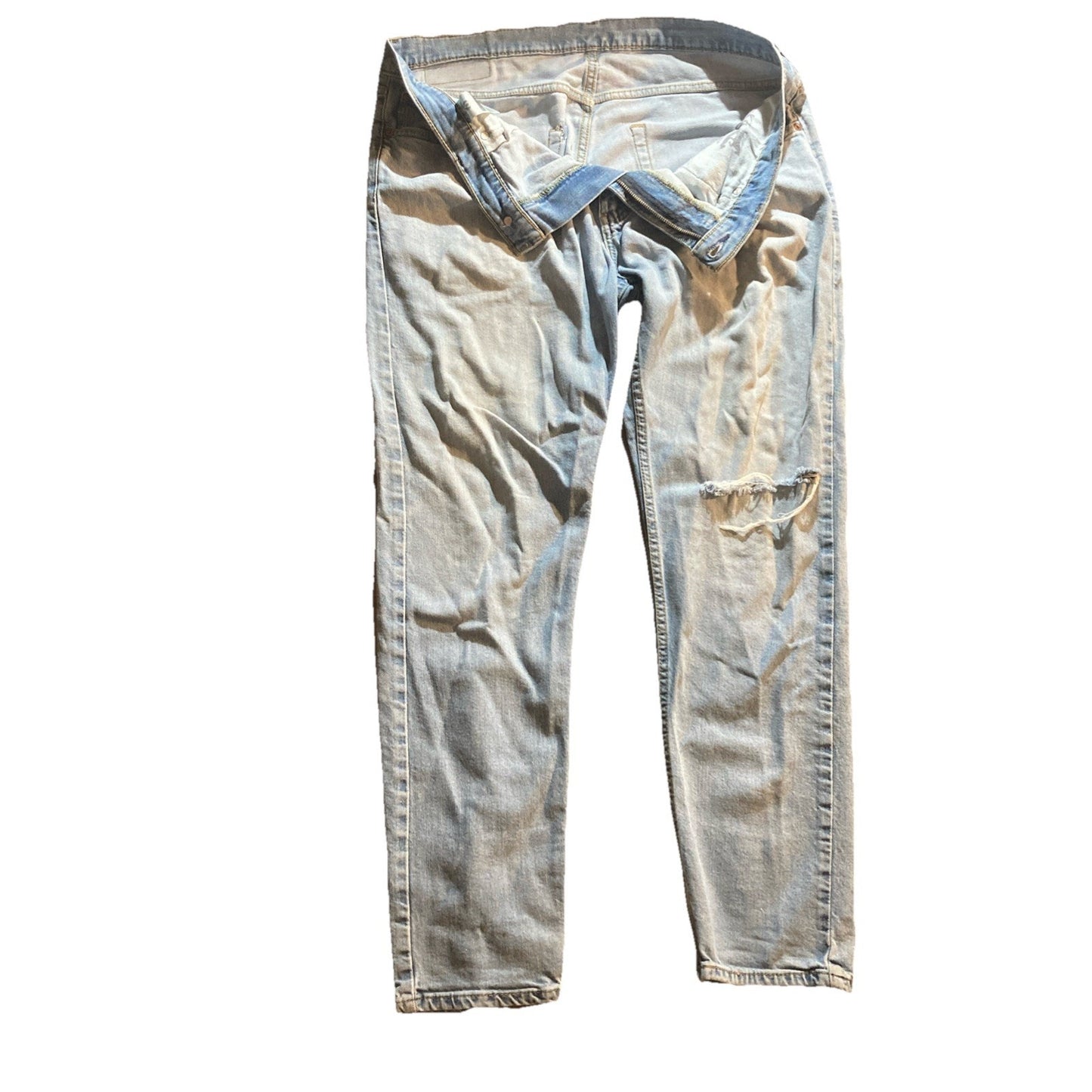 Levis Light Blue Wash Denim Thrashed Y2K Vibe 512 36x32 Jeans