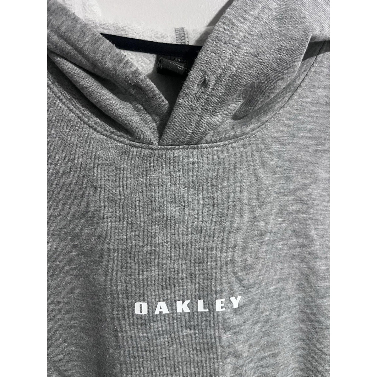 Oakley Hoodie Mens XL Gray Pullover Hooded Pockets Graphic Print Fleece