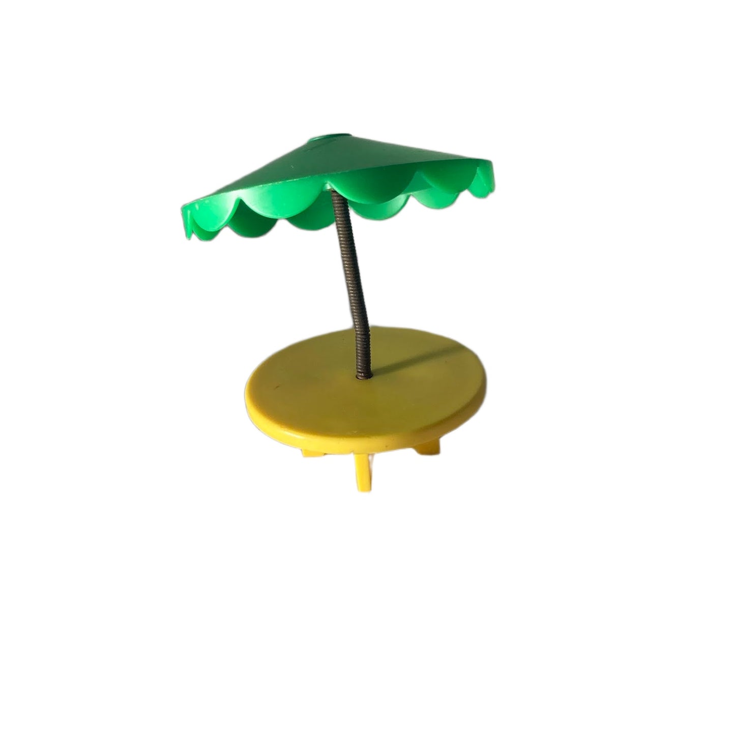 Vintage Fisher Price little people green yellow umbrella table