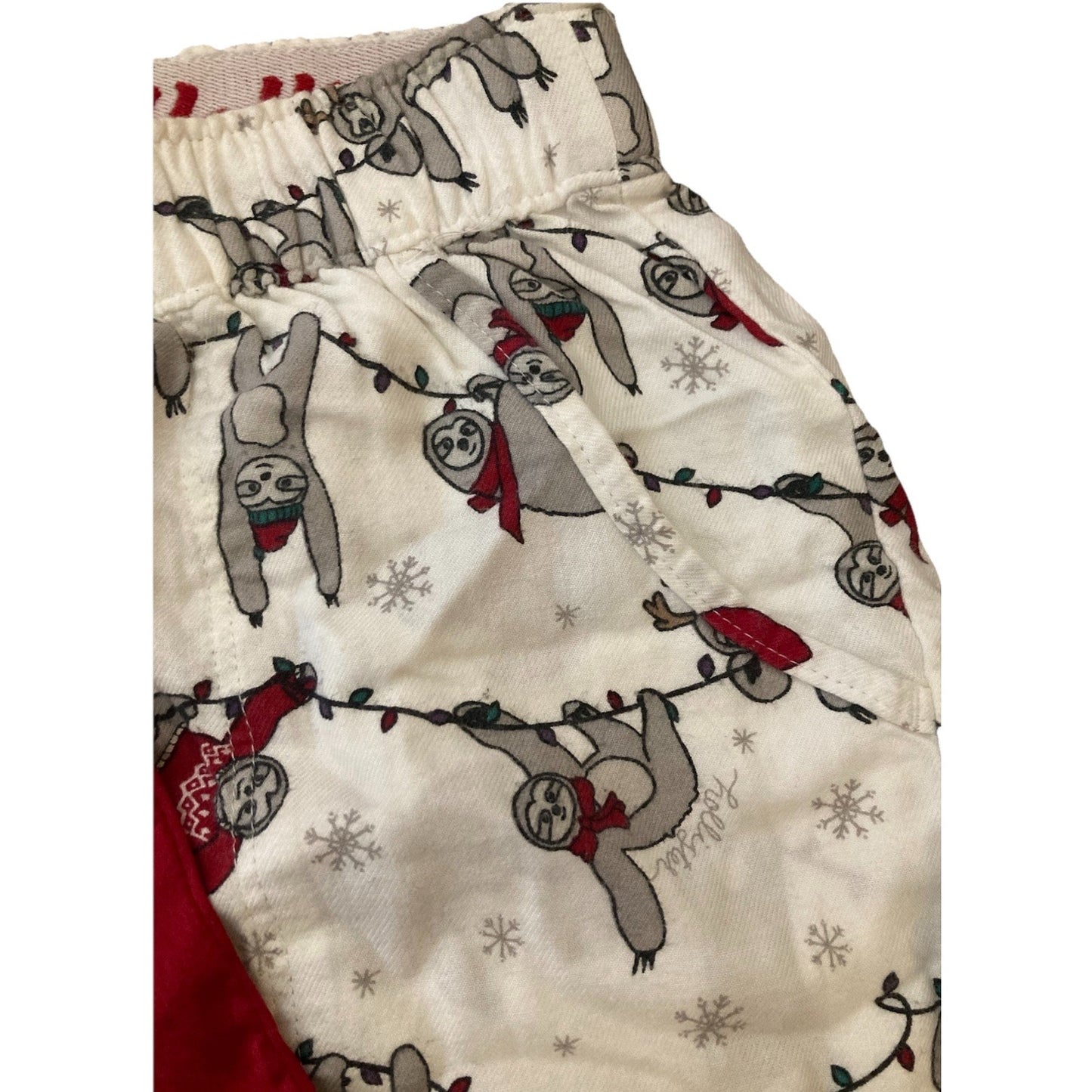 Hollister Fleece Christmas Sloth Pajama Pants Lounge Sleep Pockets Womens Sz XS