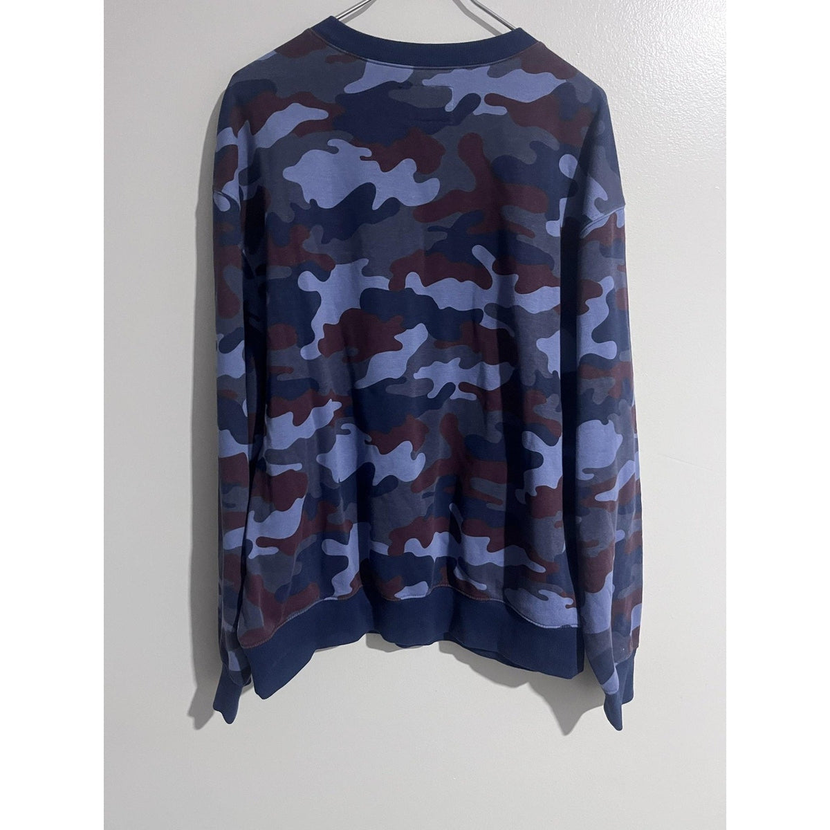 Champion Sweatshirt Mens L Blue Camouflage Pullover Fleece Pockets Logo