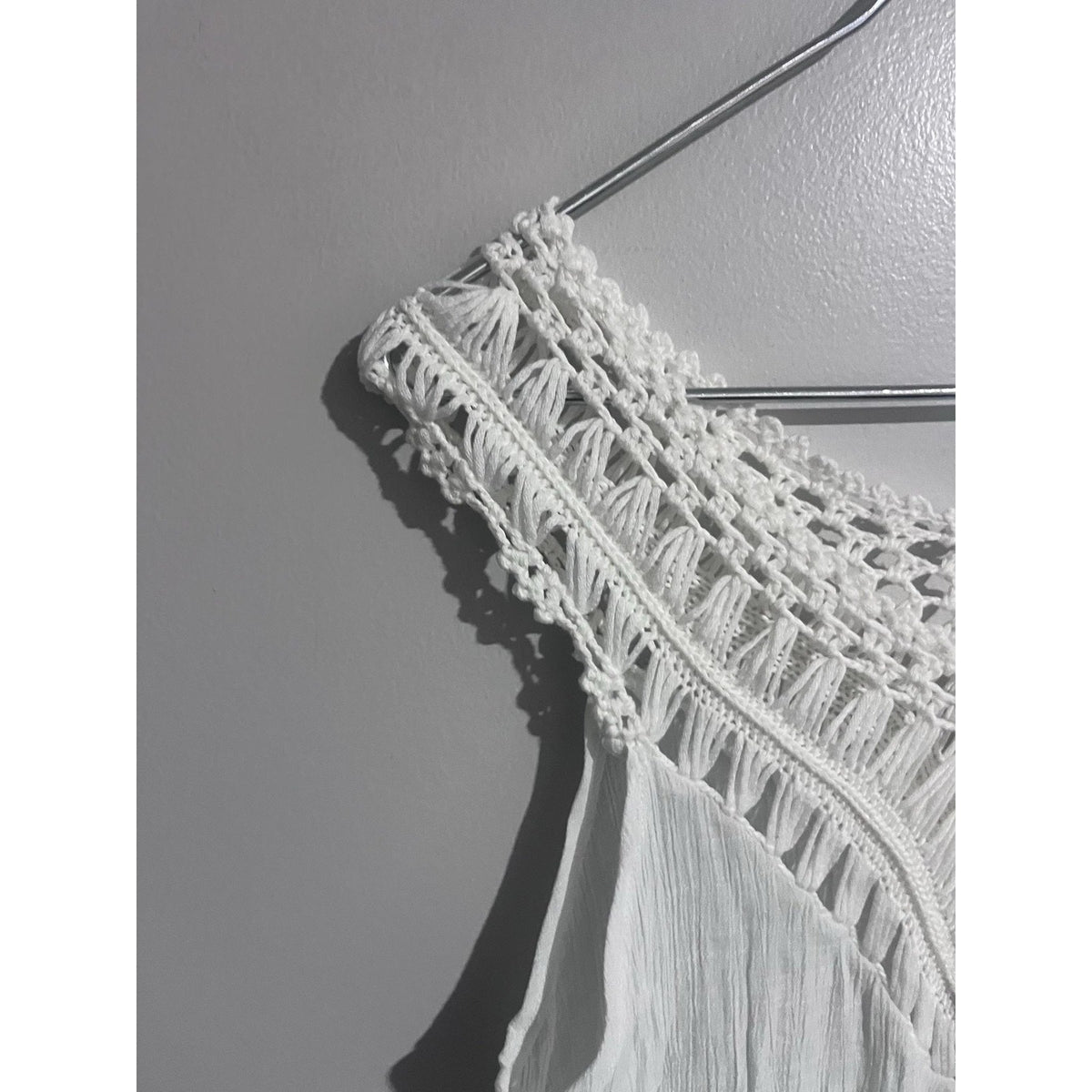 Cupshe Womens S White Tunic V-Neck Crochet Fringe Boho Summer Lightweight Casual