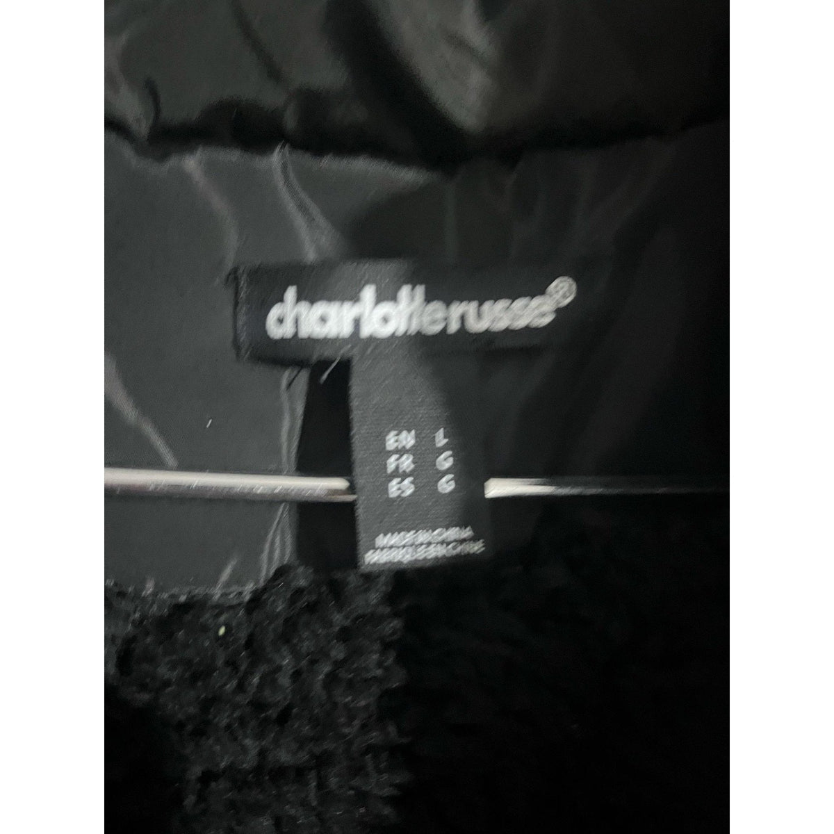 Charlotte Russe Vest Womens L Black Puffer Insulated Full Zip Pockets Taffeta
