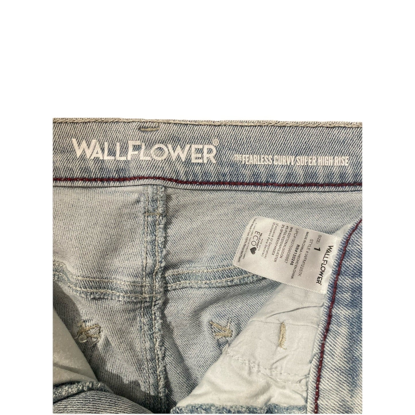 Wallflower Denim The Fearless Curvy Women’s Super High Rise Size 1 White Wash