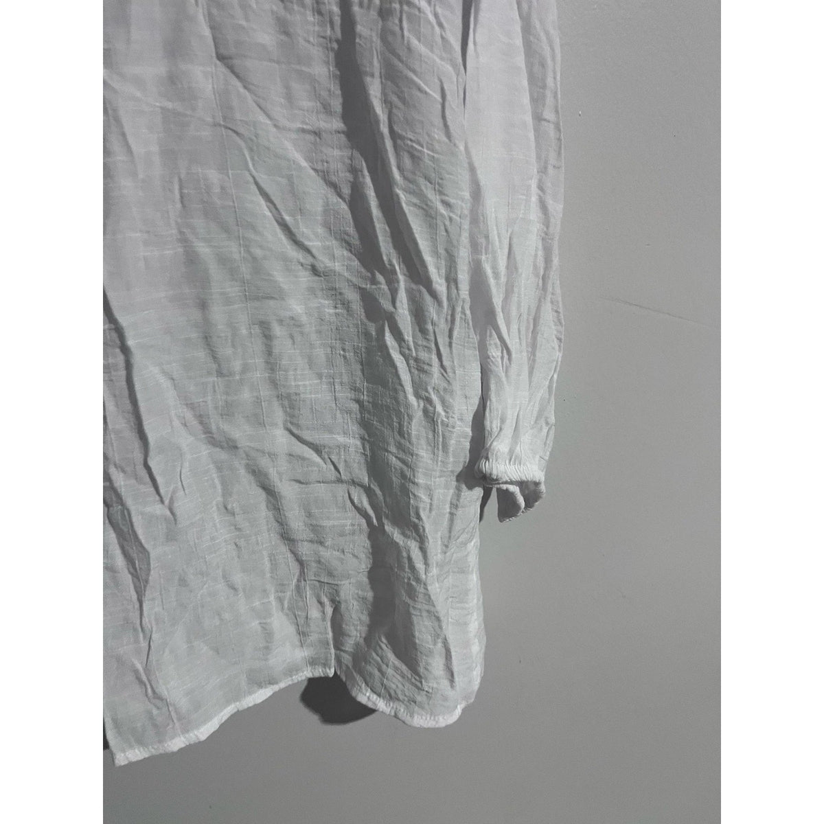 Counterparts Blouse Womens L White Tunic V-Neck Crochet Lightweight Boho Rayon