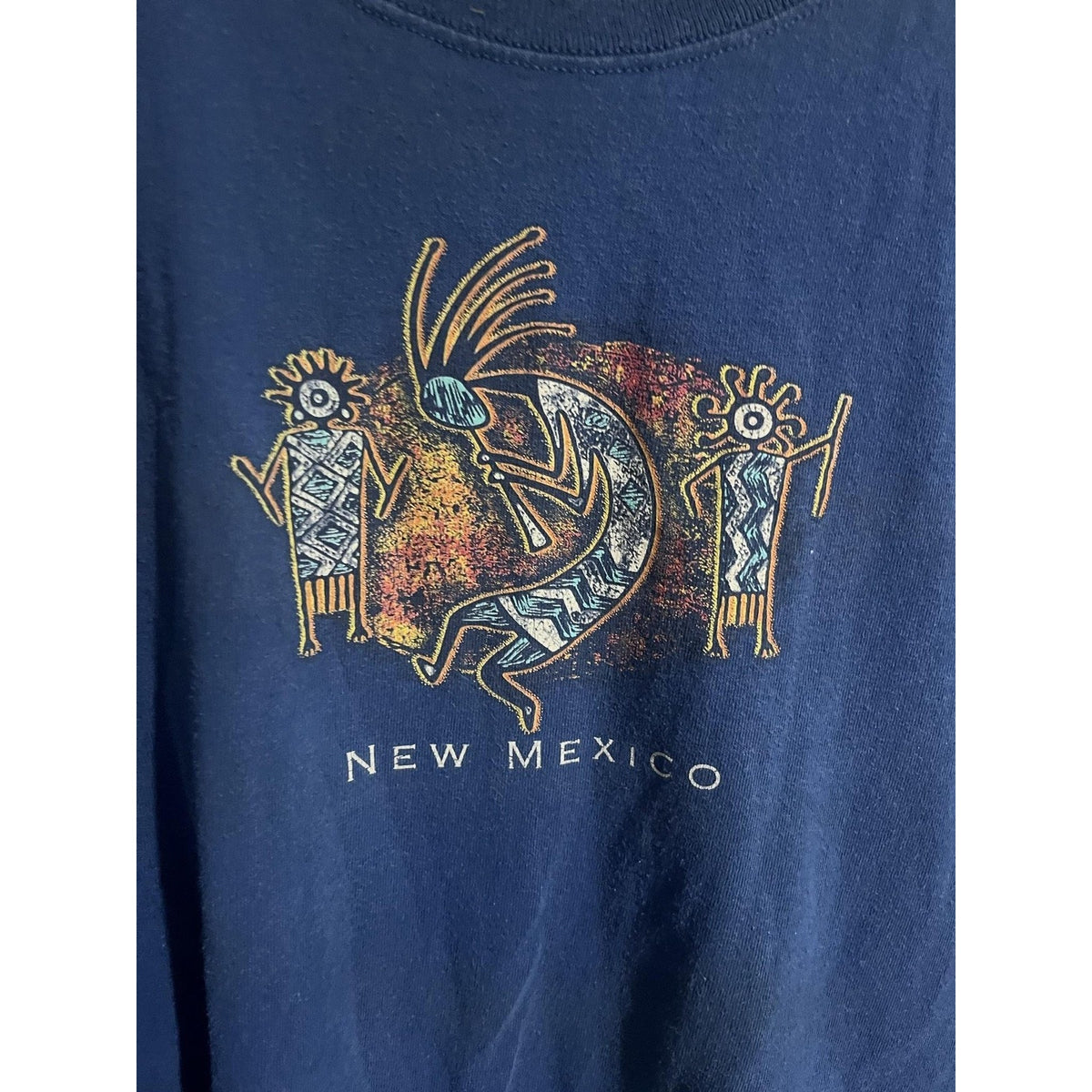 New Mexico Shirt Mens 2XL Blue Short Sleeve Graphic Cotton Tagless Crew Neck