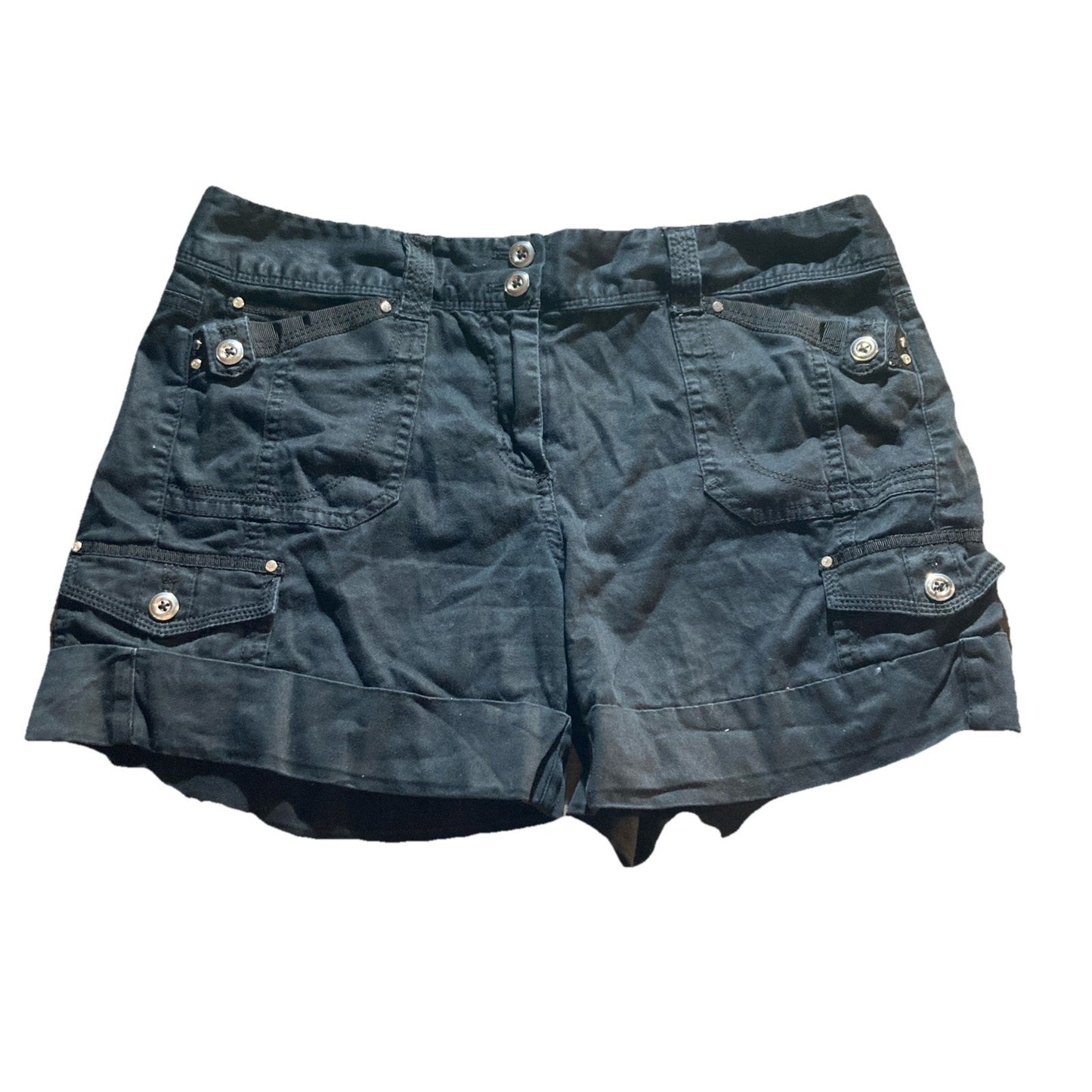 White House Black Market Womens Shorts Black Size 6 Cuffed Button Close Pockets
