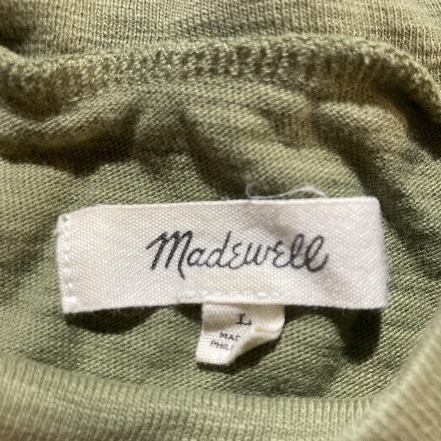 Madewell Shirt Adult L Green Solid Adult Long Sleeve Crew Neck Pocket Tee