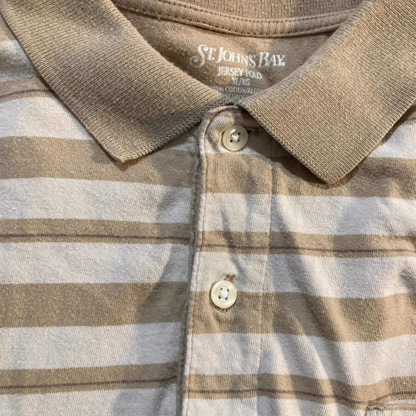 Men’s St. John’s Bay Striped Y2K Polo Collared Shirt Jersey XL 100% Cotton