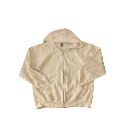 Gildan Men's Full-Zip Hooded Sweatshirt Size L Solid White