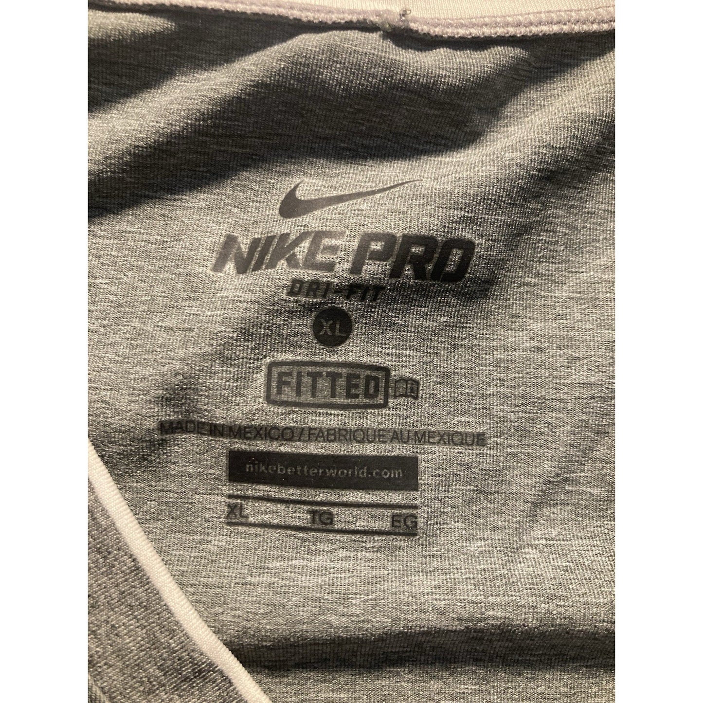 Nike Pro Top Womens XL Gray Tanktop Sleeveless Compression Fitted Workout Gym