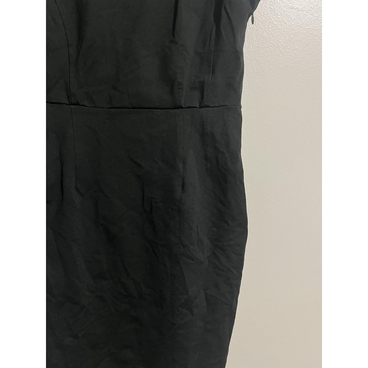 Donna Ricco New York Dress Womens L Black Sheath Midi Scoop Neck Lined Zip