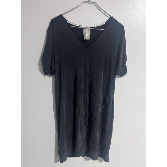 Dolan Dress Womens S Black Shift Knee Length V-Neck Pleated Balloon Sleeve