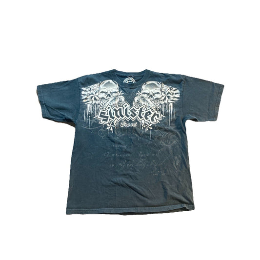 Y2K Sinister Brand Skulls And Stars Shirt Mens Small Afflicted Type Gothic Biker